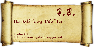 Hankóczy Béla névjegykártya